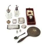 Silver and silver mounted wares, comprising; a Victorian rectangular cigar case,