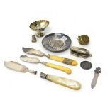 Silver and silver mounted wares, comprising; a circular Britannia Standard dish,