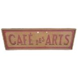 A French polychrome painted wooden shop sign, 19th century and later, 'Cafe des Arts',