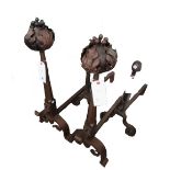 A pair of cast iron andirons, 19th century,