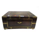 A 19th century Indian brass bound rosewood marriage box, with fitted interior,