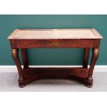 A French Empire gilt metal mounted mahogany console table,