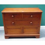 An unusual 19th mahogany chest, with two short over one long drawer and pair of panelled cupboards,