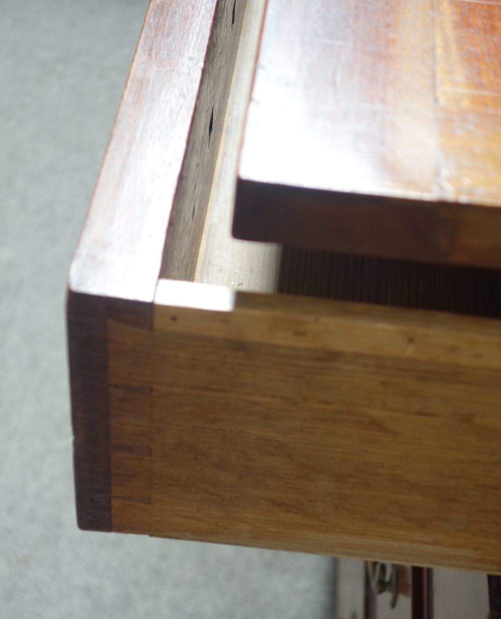 A George III mahogany chest, the brushing slide over four long graduated drawers, on bracket feet, - Image 4 of 4