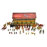 A polychrome painted pine Noah's Ark, with animals, people and trees, mid/late 19th century,