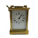 A French gilt brass cased carriage timepiece, circa 1900,