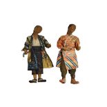 Two Chinese opera dolls, 19th century, each male figure with leather face,