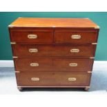 A 19th century brass bound mahogany campaign style chest of two short and three long drawers,