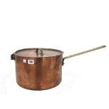 A quantity of French farmhouse copper kitchen wares, including saucepans and pots (a.f) (qty).