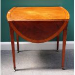 A George III satinwood banded mahogany Pembroke table,