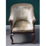 A 19th century mahogany framed tub back armchair,