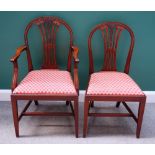 A set of eight mid-18th century style mahogany framed hoop back dining chairs on canted block
