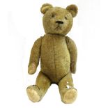 A Steiff style teddy bear, early 20th century, with golden fur and jointed limbs, 63cm.