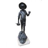 A patinated bronze figure 'Fisher Boy', 20th century, signed to the cast Demartino,