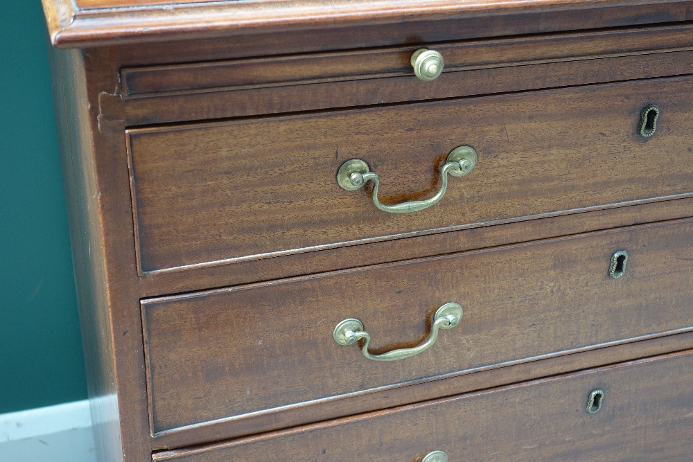 A George III mahogany chest, the brushing slide over four long graduated drawers, on bracket feet, - Image 3 of 4