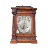 A German oak cased bracket clock, early 20th century,
