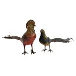 A matched pair of Austrian cold painted bronze models of golden pheasants circa 1920,