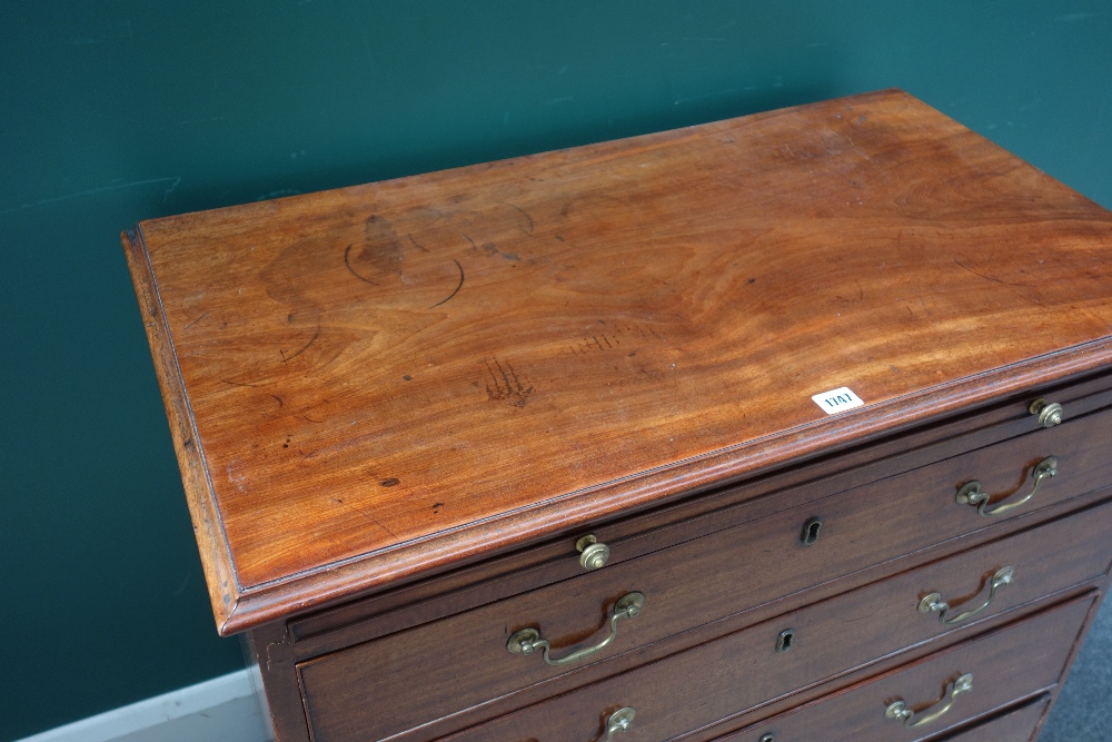 A George III mahogany chest, the brushing slide over four long graduated drawers, on bracket feet, - Image 2 of 4