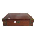 A mahogany and brass bound campaign writing slope, converted to a humidor,