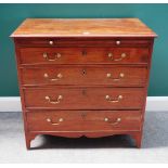 A George III mahogany chest, the brushing slide over four long graduated drawers, on bracket feet,