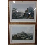 A group of seven modern reproduction prints, including engravings of the Great Wall of China, (7).