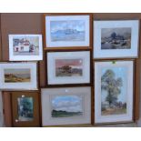 A group of eight assorted 19th and 20th century watercolours,