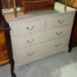 A 20th century grey painted chest of two short and two long drawers, 99cm wide.