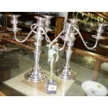 A 20th century bronze of Mercury and a pair of silver plated candelabra, (3).