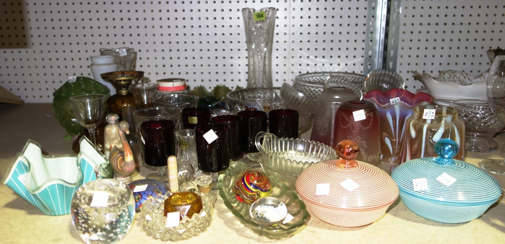 20th century glassware including; cut bowls, vases, drinking vessels,