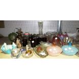 20th century glassware including; cut bowls, vases, drinking vessels,