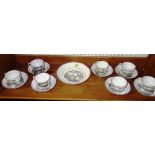 A 19th century lustre ware seven piece tea set and bowl.