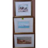 A group of three watercolours of North African scenes, including a Nile scene by H.