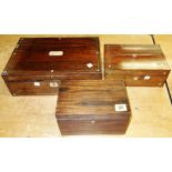 A group of three assorted 19th century rosewood boxes, (3).