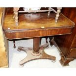A William IV mahogany D-shaped card table, on octagonal column and quatrefoil base, 92cm wide.