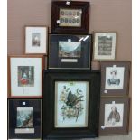 A small group of pictures, including a pair of 19th century watercolour portraits,