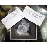 A Lalique glass model of a sitting rabbit, signed 'Lalique Paris', boxed.