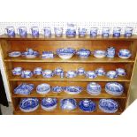 A large part dinner service by Copeland Spodes, Italian pattern, blue and white.