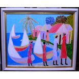 Hilome Jose (20th century), Native scene, oil on board, signed, 40cm x 50cm.