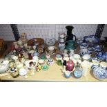 Decorative ceramics including; blue and white tea wares, various jugs, vases cups and sundry, (qty).