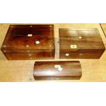 A group of three assorted 19th century rosewood boxes, (3).