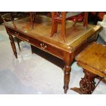 A 19th century oak rectangular two drawer writing table, 139cm wide.