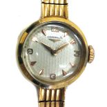 Longines, a lady's gold round bracelet watch, circa 1955,