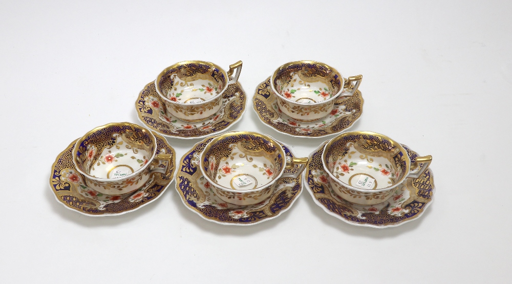 A set of six English porcelain tea cups and saucers, Early 19th century, - Image 2 of 8