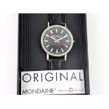 Mondaine: A gentleman's steel cased Swiss Railways watch, circular dial, baton markers,