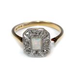 An opal and diamond cluster ring, early 20th century,
