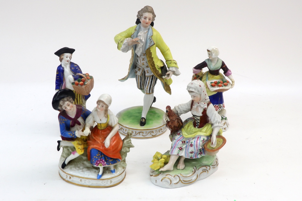 A Dresden porcelain figure of a gentleman wearing a yellow coat, 20th century,