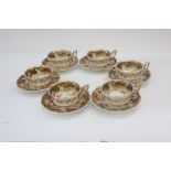 A set of six English porcelain tea cups and saucers, Early 19th century,