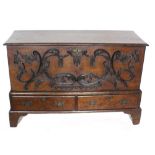 A George III mahogany mule chest, in the manner of William Vile, with hinged top,