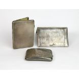 An Art Deco engine turned silver cigarette case, Birmingham 1933,