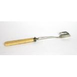 A George III style silver stilton cheese scoop, Mappin & Webb, Sheffield 1913, with bone handle,